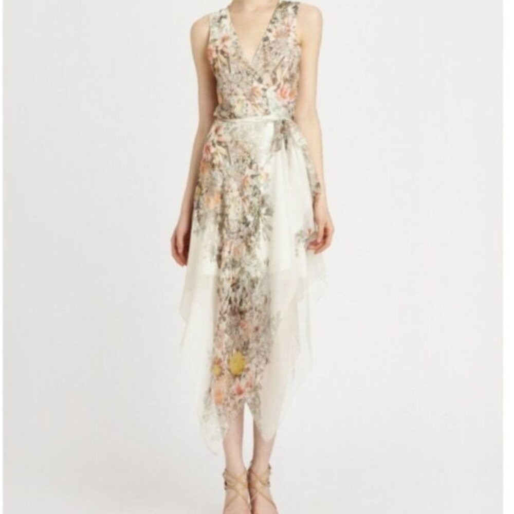 NWT Haute Hippie Silk Floral Midi Wrap Dress